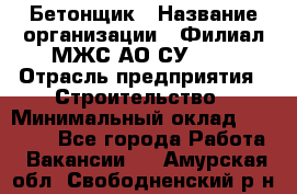 Бетонщик › Название организации ­ Филиал МЖС АО СУ-155 › Отрасль предприятия ­ Строительство › Минимальный оклад ­ 40 000 - Все города Работа » Вакансии   . Амурская обл.,Свободненский р-н